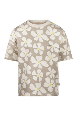 gebloemd T-shirt beige