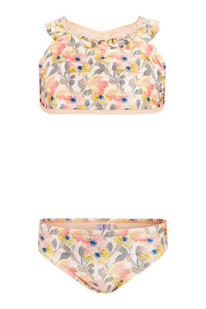 crop bikini met bloemen print oranje