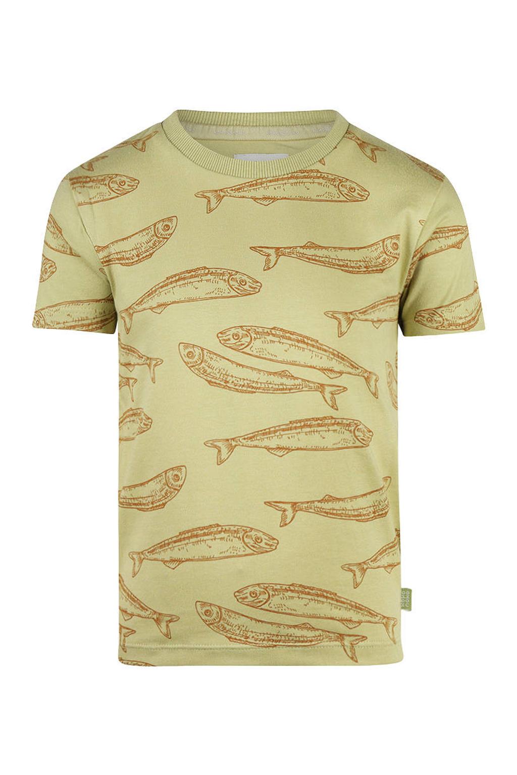 Groene jongens Koko Noko T-shirt van stretchkatoen met korte mouwen en ronde hals