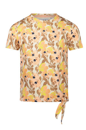 gebloemde T-shirt geel