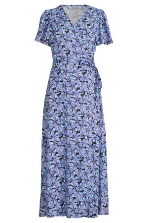 midi overslagjurk all-overprint blauw