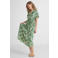 Anytime midi jurk met bladprint beige/groen