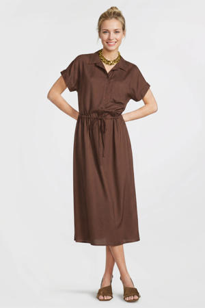 midi jurk bruin