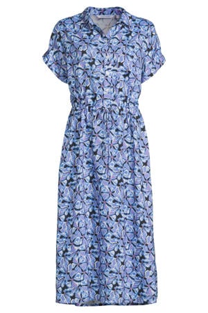 midi jurk met bloemenprint blauw