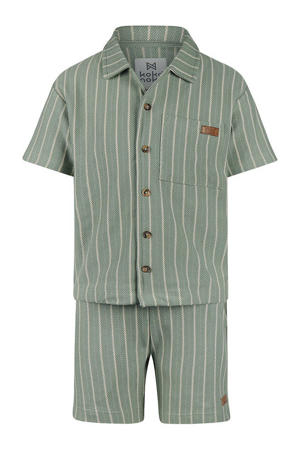 overhemd + korte broek met streepdessin groen