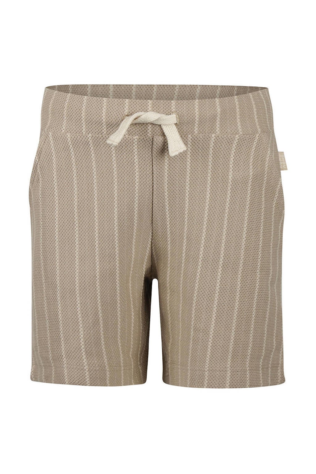 Beige jongens Koko Noko regular waist gestreepte casual short van katoen met elastische tailleband met koord