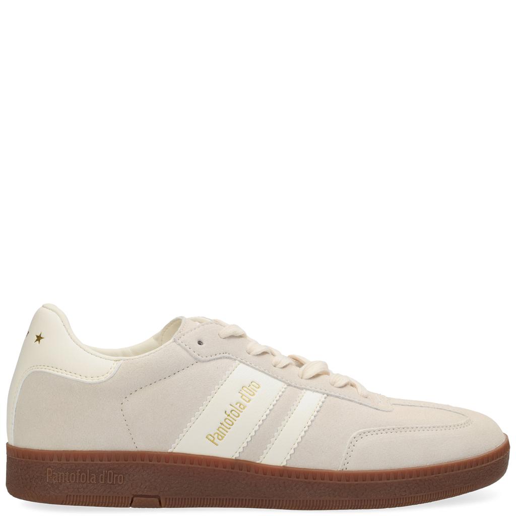 Zandkleurige heren Pantofola d'Oro Bomber suède leren sneakers van 82% leer/18% polyurethaan met veters
