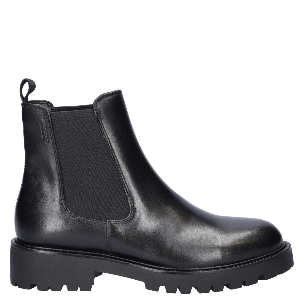 Zwarte dames Vagabond Kenova leren chelsea boots met elastische inzet