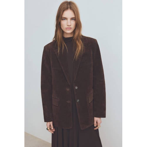 Mango oversized blazer donkerbruin afbeelding