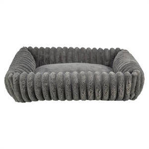 Hondenmand Lonni Ribfluweel Hoekig Grijs 100X70 cm