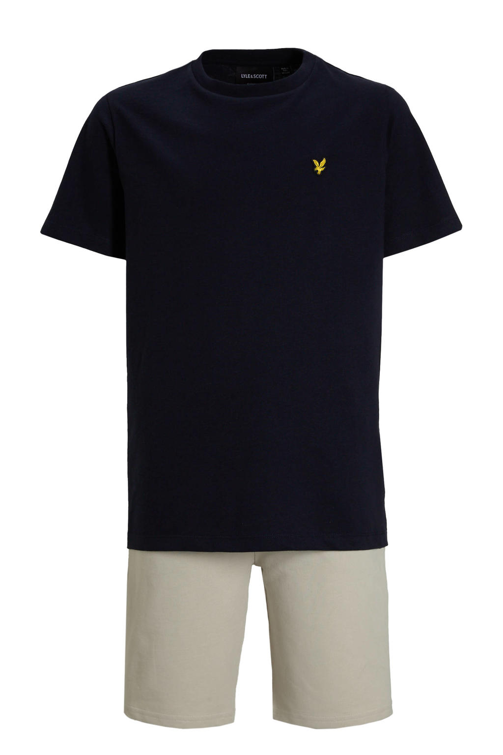 Lyle & Scott t-shirt + korte broek beige/zwart
