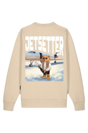 sweater met backprint beige