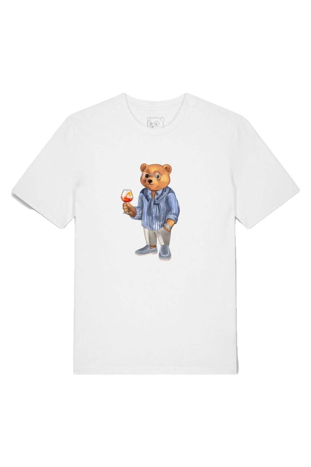 Witte heren Baron Filou regular T-shirt van katoen met printopdruk en korte mouwen