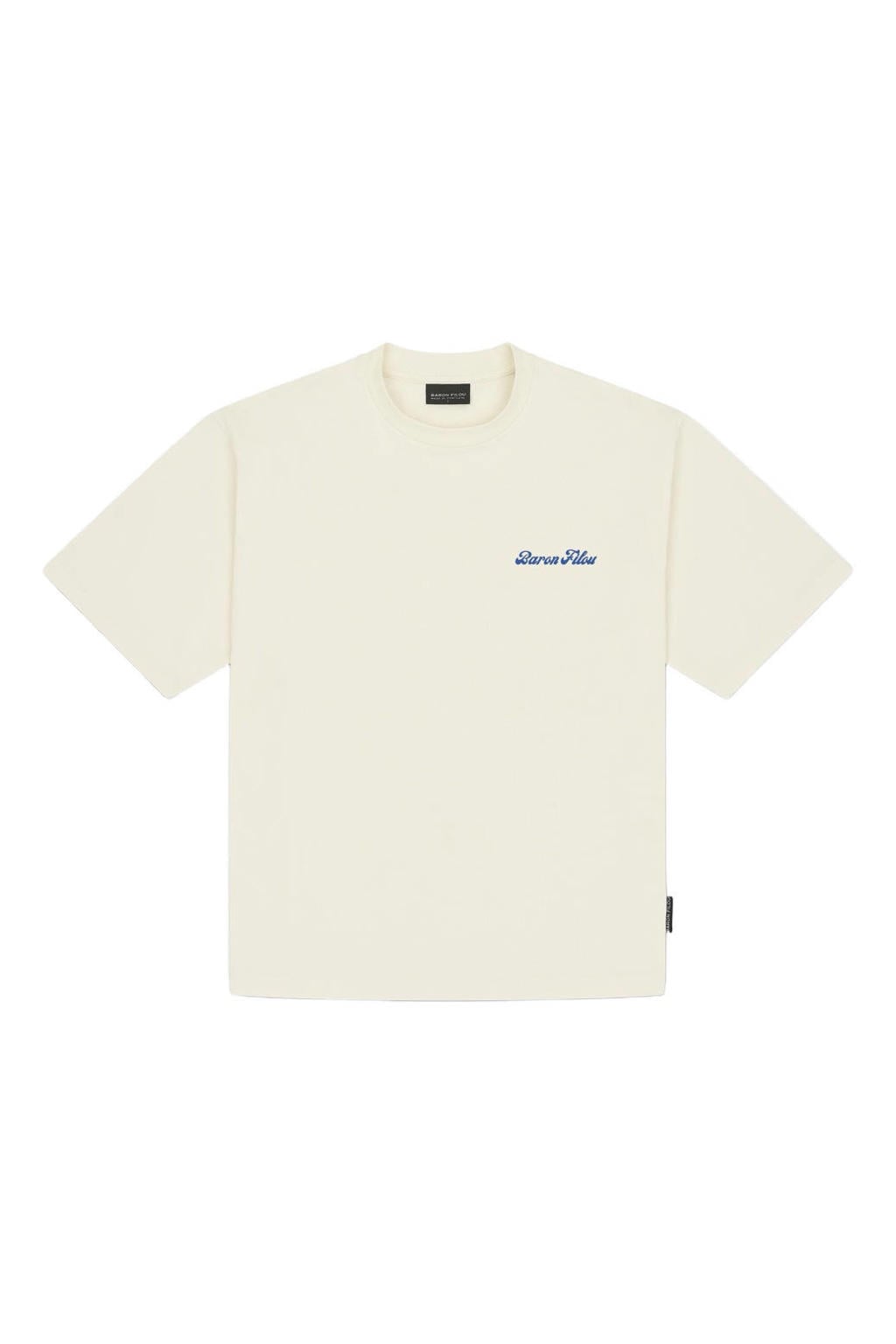 Ecru heren Baron Filou oversized T-shirt van gewassen katoen met backprint en korte mouwen