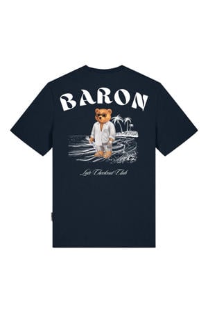 regular T-shirt met backprint donkerblauw