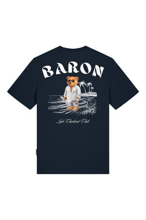 regular T-shirt met backprint donkerblauw