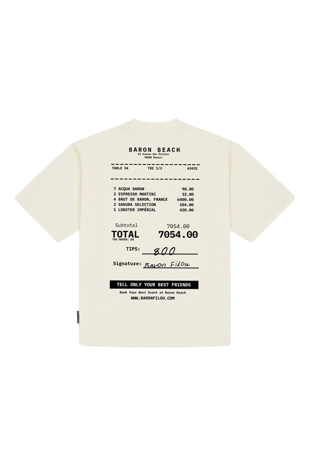 Ecru heren Baron Filou oversized T-shirt van katoen met backprint en korte mouwen