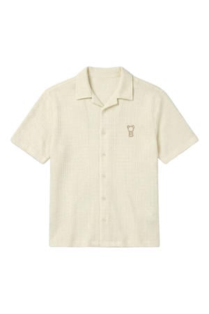 relaxed casual overhemd met textuur ecru