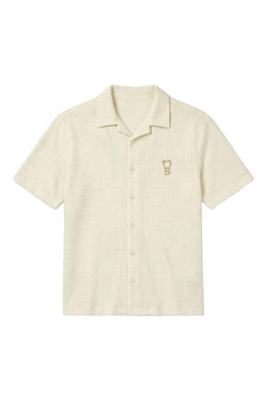 relaxed casual overhemd met textuur ecru