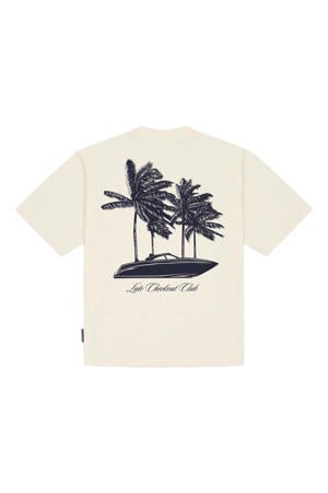 oversized T-shirt met backprint ecru