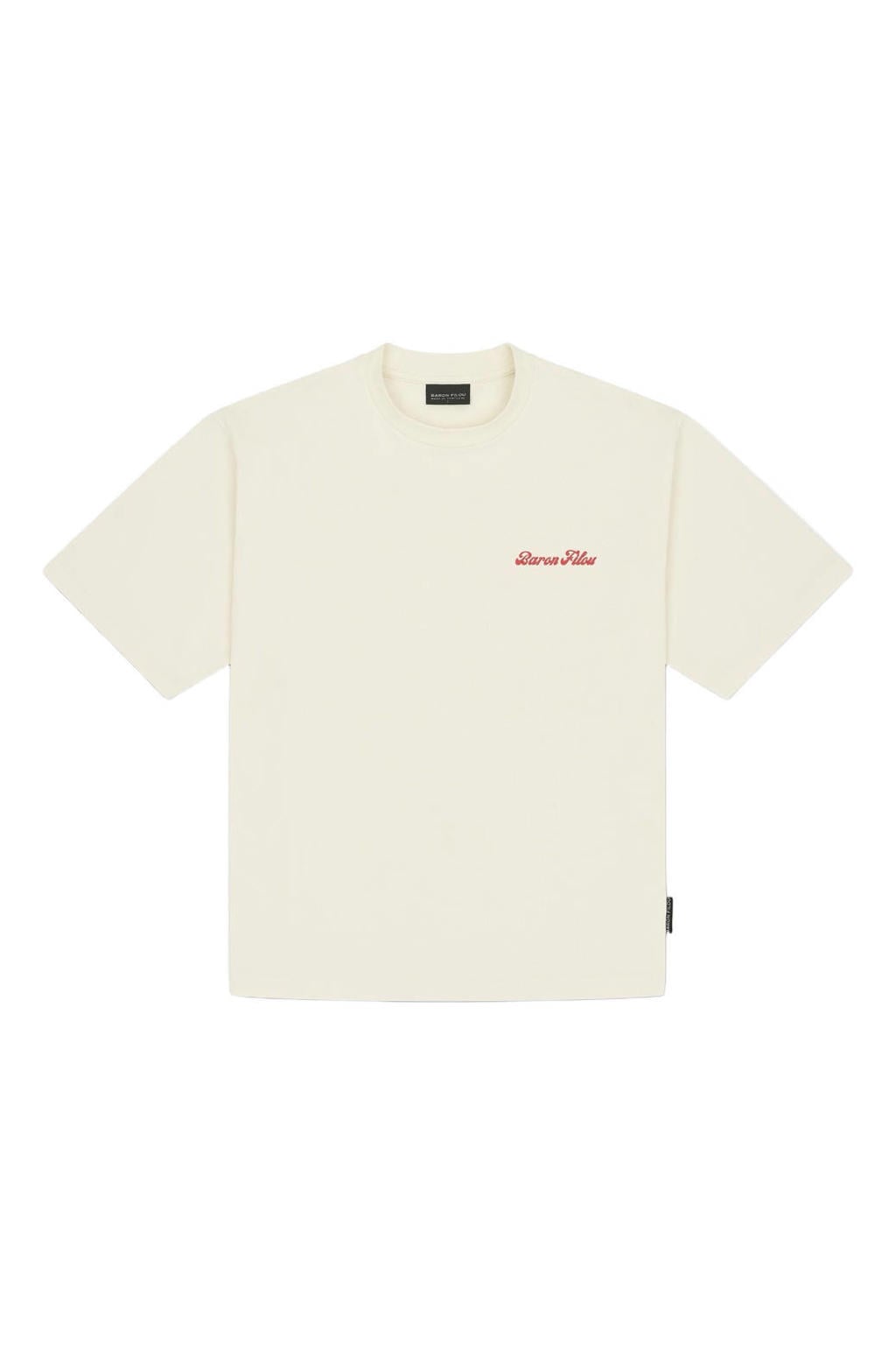 Ecru heren Baron Filou oversized T-shirt van katoen met backprint en korte mouwen