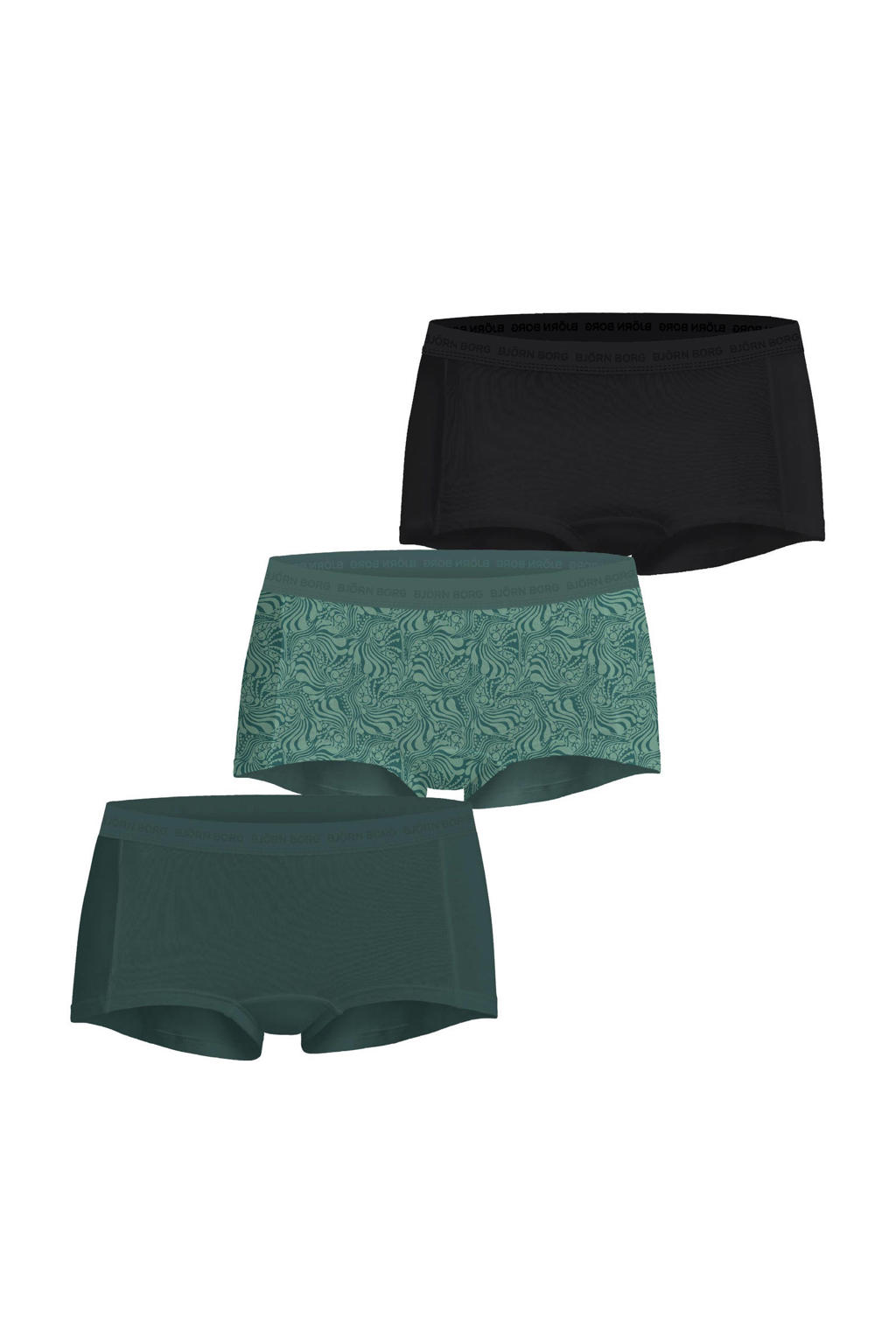 Björn Borg short (set van 3) donkergroen/zwart