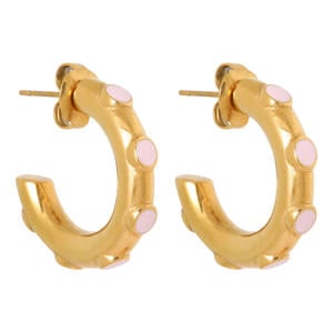 gold plated oorbellen Pink Loop