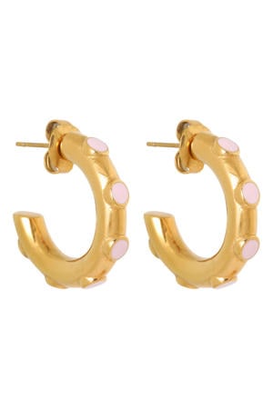 gold plated oorbellen Pink Loop