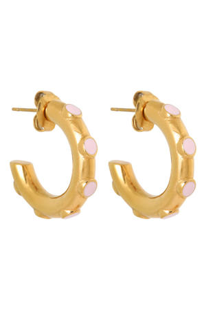 gold plated oorbellen Pink Loop