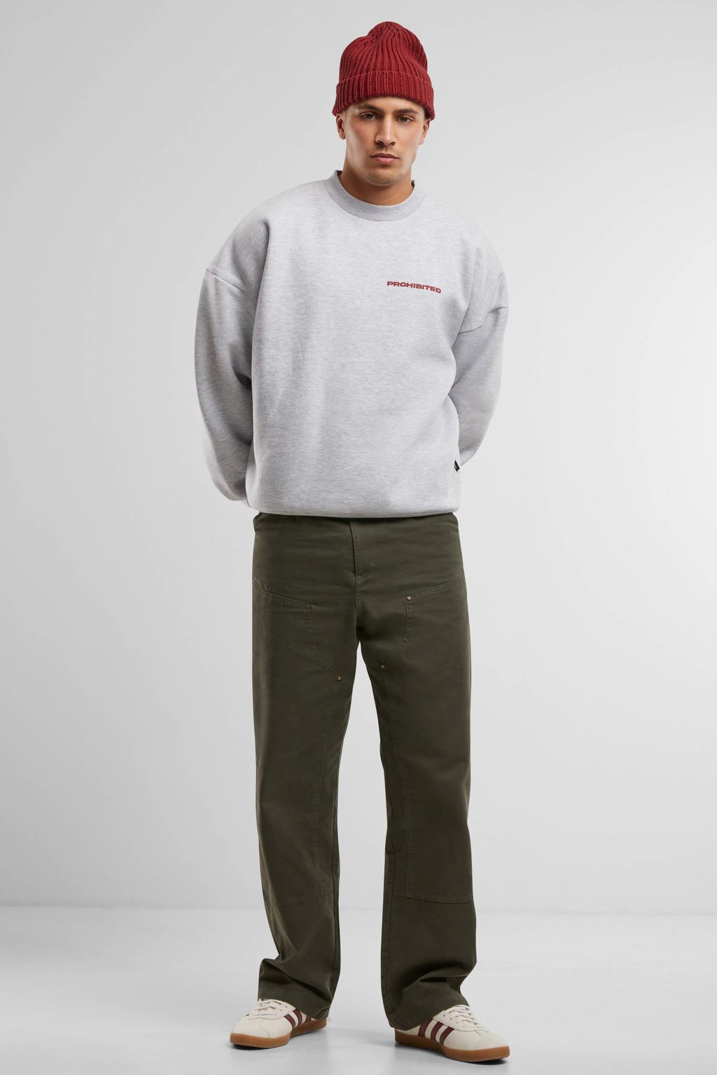 Prohibited sweater met backprint grijs