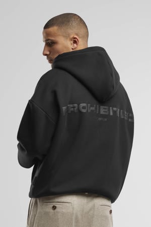 sweatvest met backprint zwart