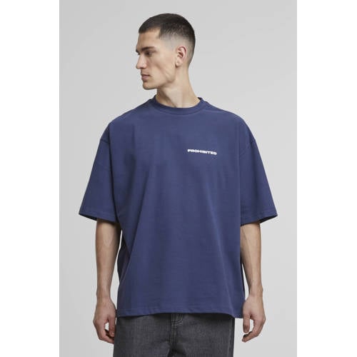 Prohibited Oversized T-shirt met backprint donkerblauw afbeelding