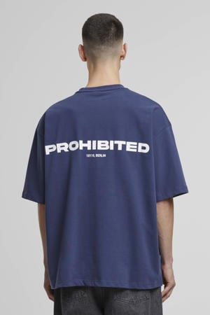 oversized T-shirt met backprint donkerblauw