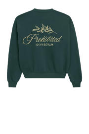 thumbnail: Prohibited sweater met backprint donkergroen