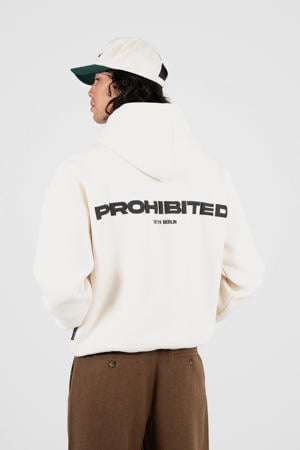 hoodie met backprint ecru