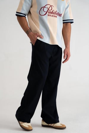SoHo Pleated Pants straight pantalon donkerblauw