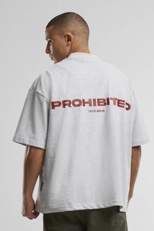 oversized T-shirt met backprint grijs