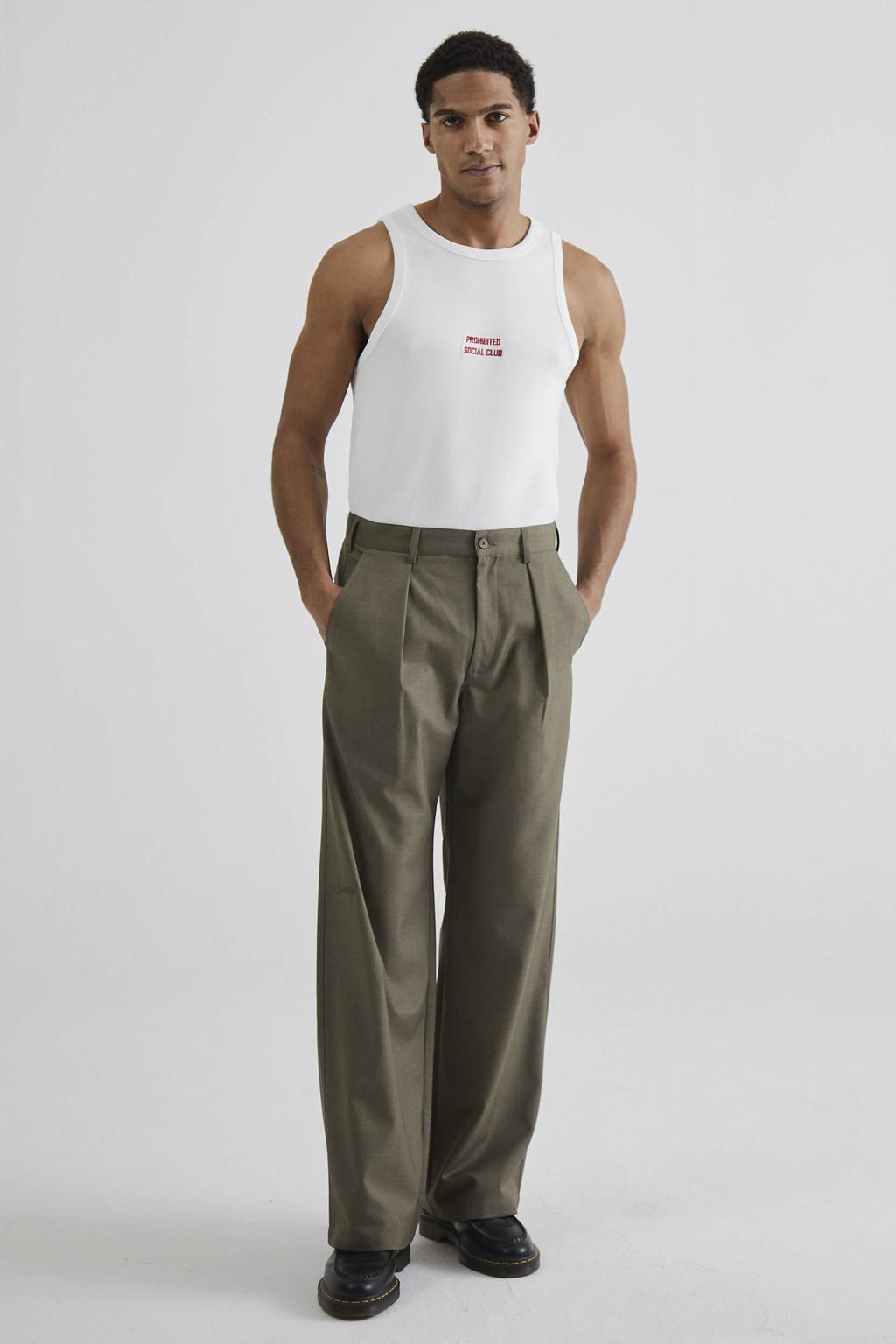 Prohibited SoHo Pleated Pants straight pantalon kaki
