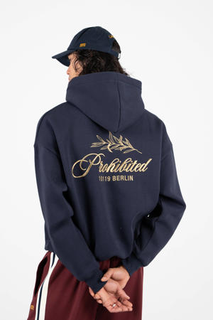 hoodie met backprint donkerblauw