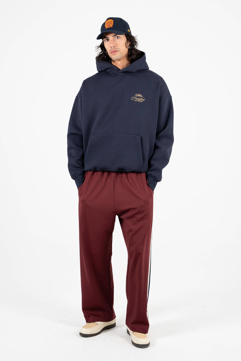 Prohibited hoodie met backprint donkerblauw