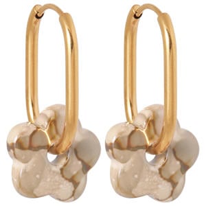 gold plated oorbellen Oval Flower