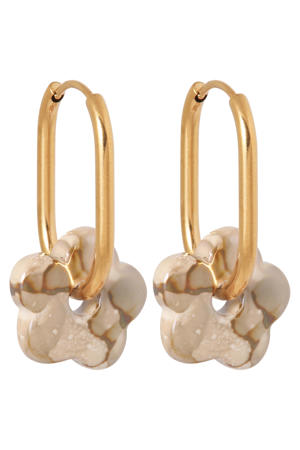 gold plated oorbellen Oval Flower