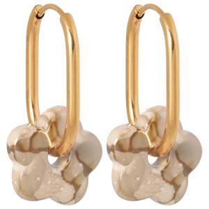 gold plated oorbellen Oval Flower