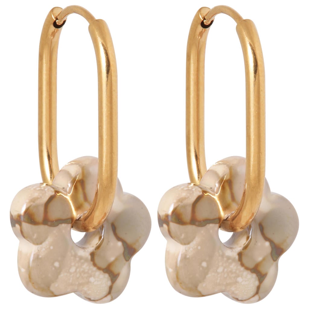 Label Kiki gold plated oorbellen Oval Flower