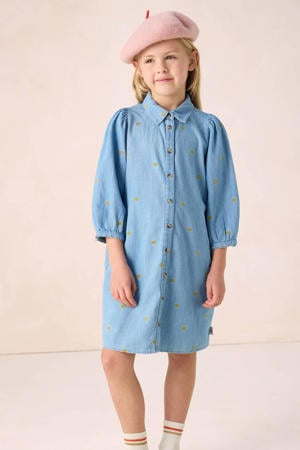 denim blousejurk met hartjes light blue denim