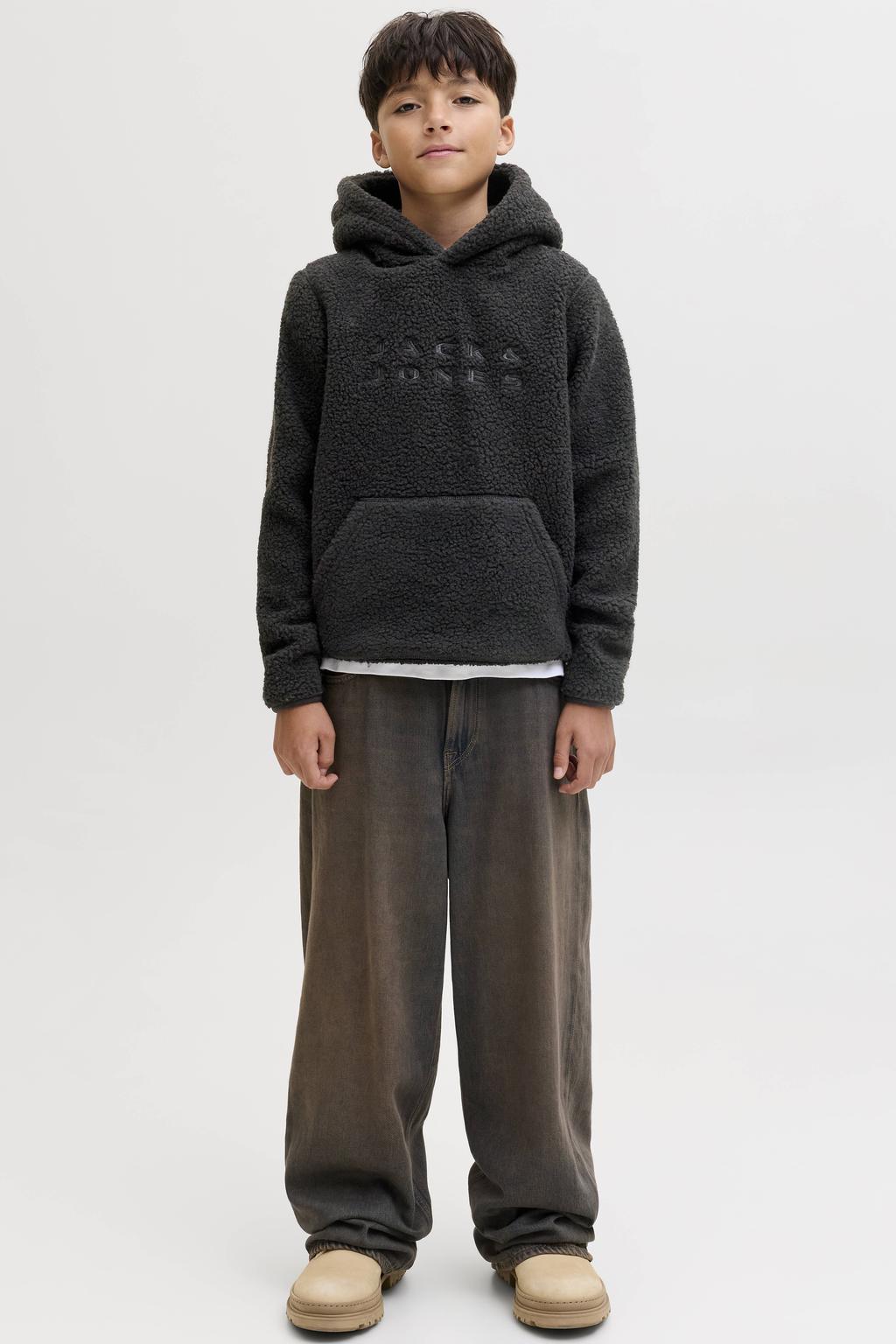 JACK & JONES JUNIOR teddy hoodie zwart