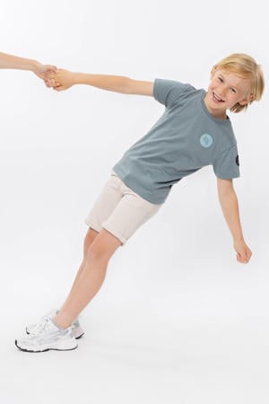 T-shirt met backprint grijsblauw
