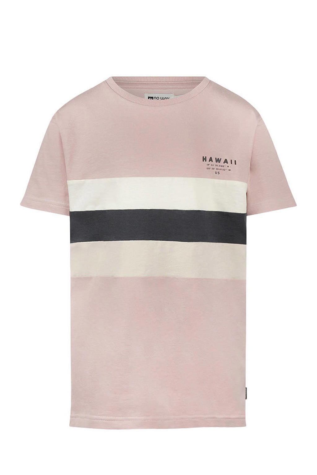 Lichtroze jongens No Way Monday T-shirt van katoen met meerkleurige print, korte mouwen en ronde hals