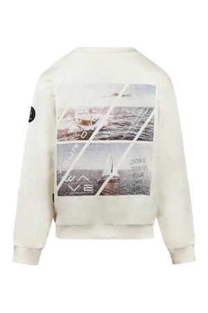 sweater met backprint ecru