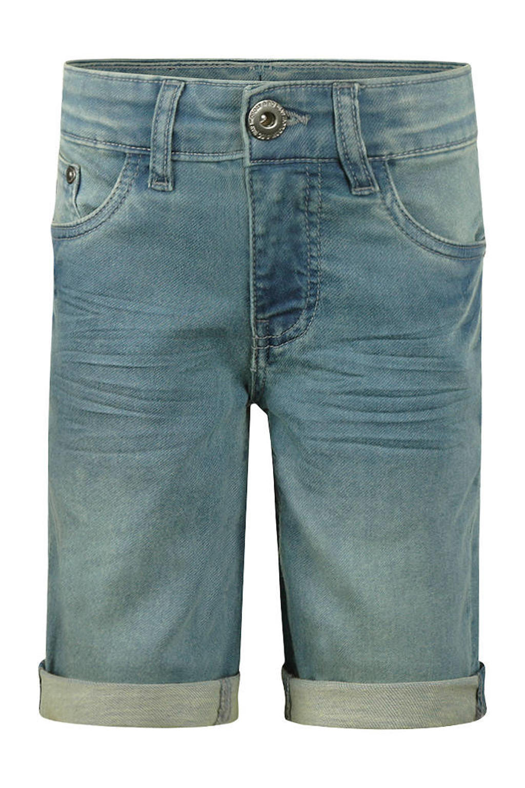 Medium blue denim jongens No Way Monday regular waist short van denim met rits- en knoopsluiting en effen